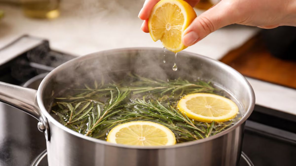 Hervir romero con gotitas de limón:...